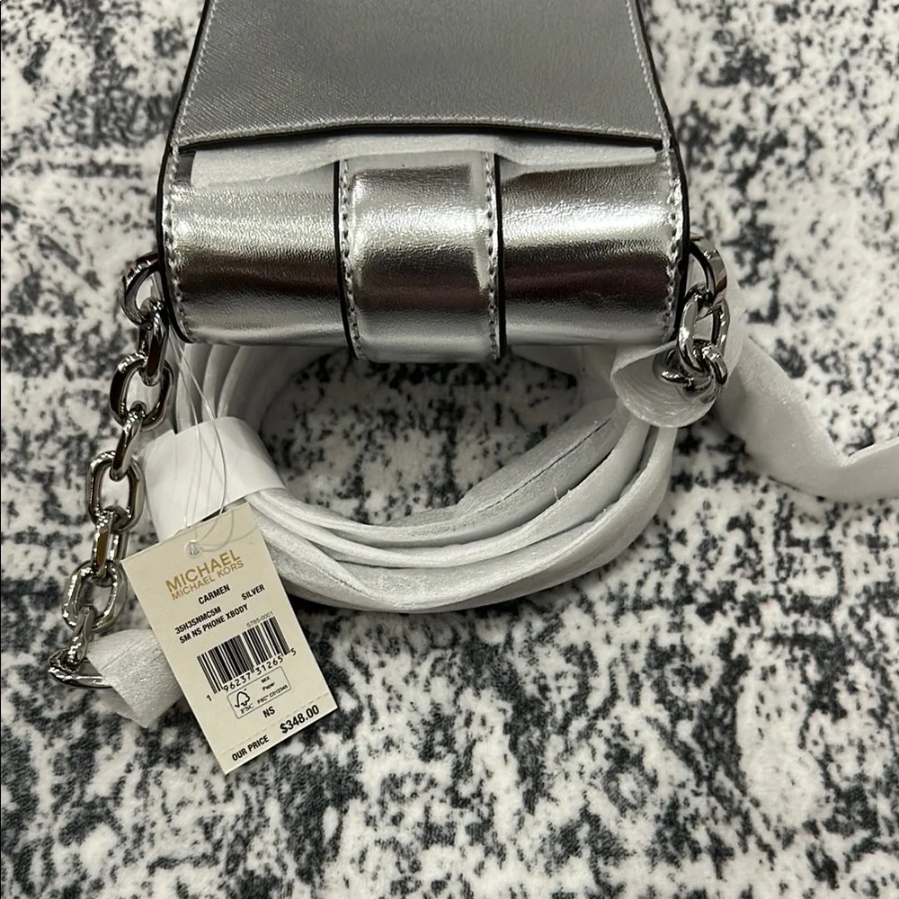 Michael Kors Silver Crossbody Phone Bag